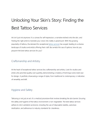 Unlocking Your Skin's Story: Finding the Best Tattoo Services