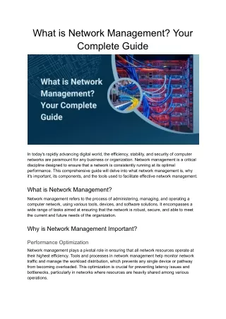 What is Network Management