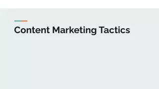 Content Marketing Tactics