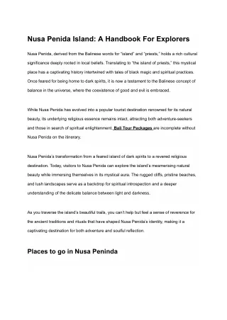 Nusa Penida Island_ A Handbook For Explorers