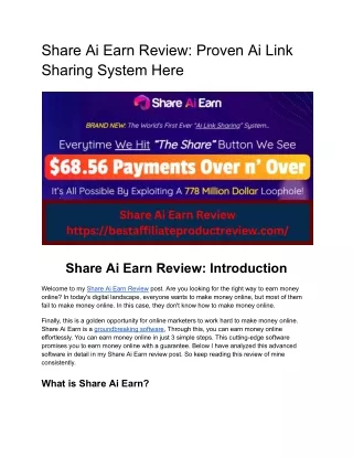 Share Ai Earn Review: Proven Ai Link Sharing System Here