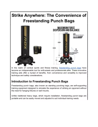Strike Anywhere: The Convenience of Freestanding Punch Bags