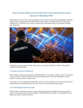 How to Ensure Safety and Security at Your Event with Security Guard Services?