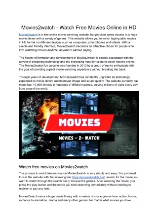 Movies2watch - Watch Free Movies Online in HD