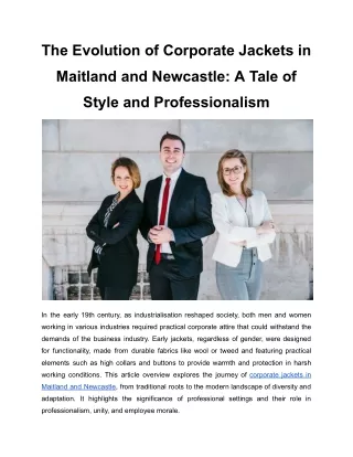 The Evolution of Corporate Jackets in Maitland and Newcastle_ A Tale of Style and Professionalism