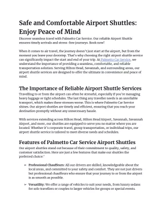 Safe and Comfortable Airport Shuttles Enjoy Peace of Mind