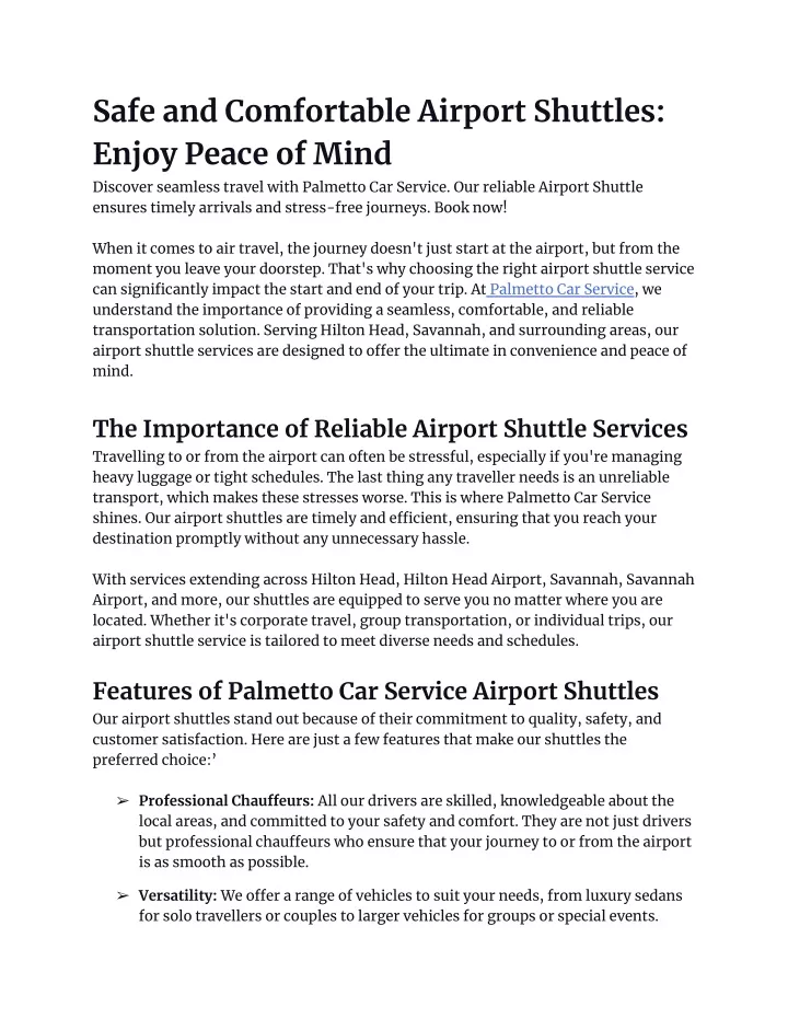 safe and comfortable airport shuttles enjoy peace