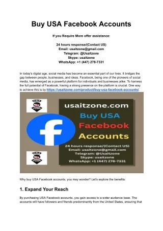 Buy USA Facebook Accounts