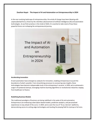 Zeeshan Hayat  -  The Impact of AI and Automation on Entrepreneurship in 2024