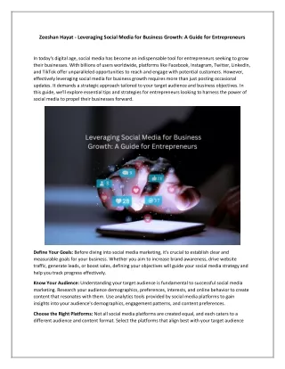 Zeeshan Hayat - Leveraging Social Media for Business Growth - A Guide for Entrepreneurs