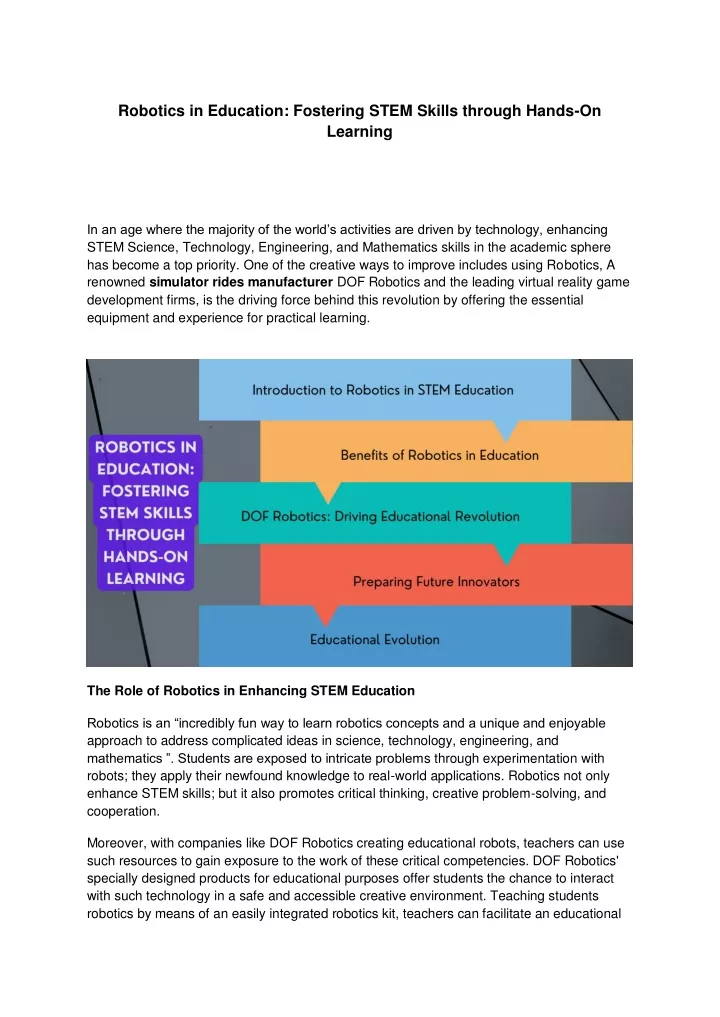 robotics in education fostering stem skills