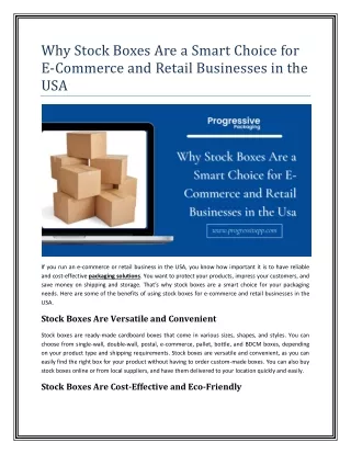 Why Stock Boxes Are a Smart Choice for E-Commerce and Retail Businesses