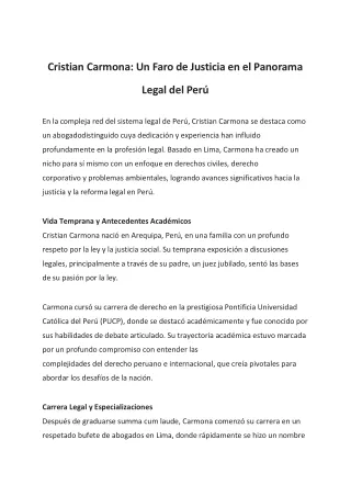 Cristian Carmona: Forjador de un Futuro Legal Equitativo en el Perú