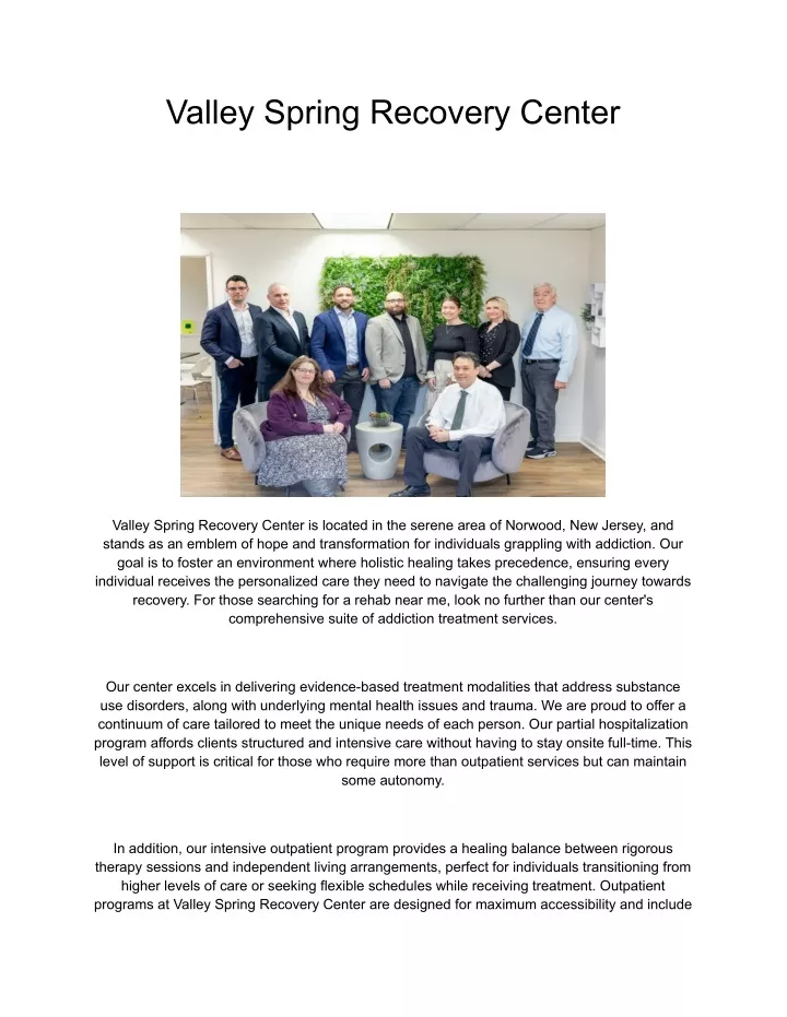 valley spring recovery center