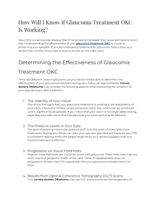 How Will I Know if Glaucoma Treatment is Working
