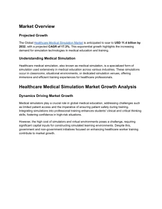 Healthcare Medical Simulation Market is going to surge USD 11.4 billion by 2032 at a CAGR of 17.3%.
