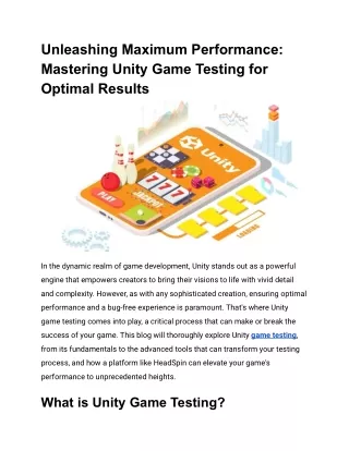 Unleashing Maximum Performance_ Mastering Unity Game Testing for Optimal Results