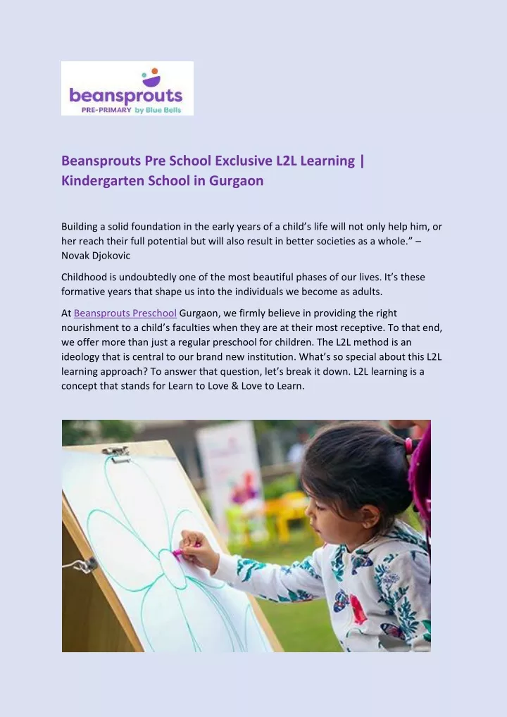 beansprouts pre school exclusive l2l learning