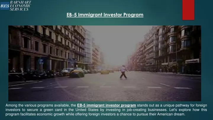 eb 5 immigrant investor program