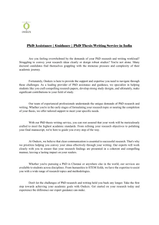 PhD Assistance | Guidance | PhD Thesis Writing Service in India
