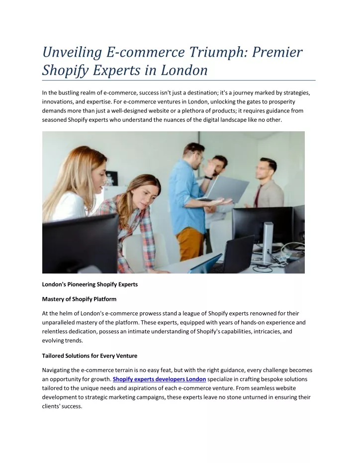 unveiling e commerce triumph premier shopify experts in london
