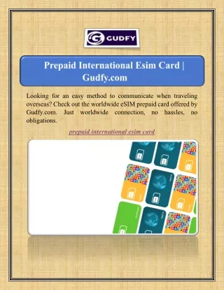 Prepaid International Esim Card | Gudfy.com