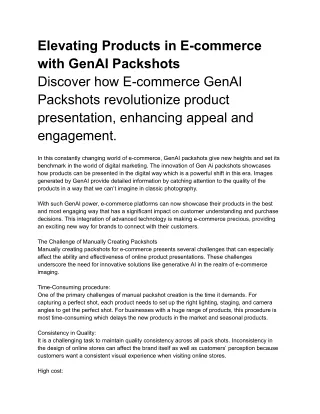 Elevating Products in E-commerce with GenAI Pack shots