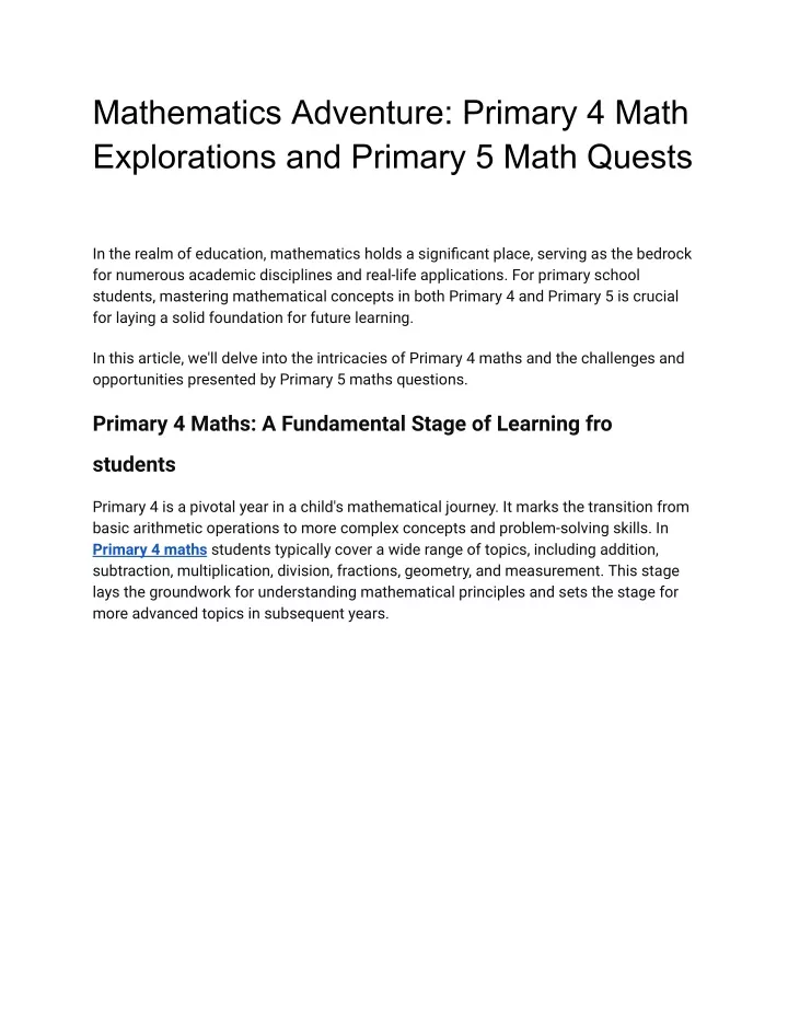 mathematics adventure primary 4 math explorations