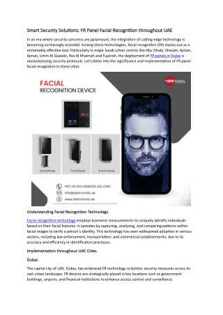 FACIAL RECOGNITION TECHNOLOGY: REVOLUTIONIZING IDENTIFICATION AND SECURITY