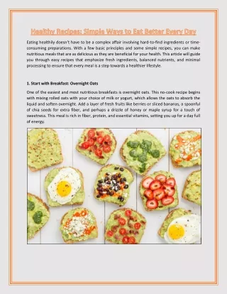 Healthy Recipes - Simple Ways to Eat Better Every Day