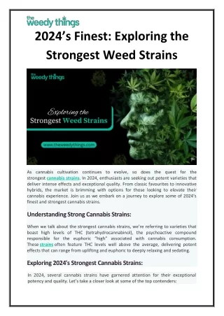 2024’s Finest Exploring the Strongest Weed Strains