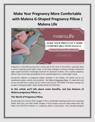 Make Your Pregnancy More Comfortable with Malena G-Shaped Pregnancy Pillow  Malena Life