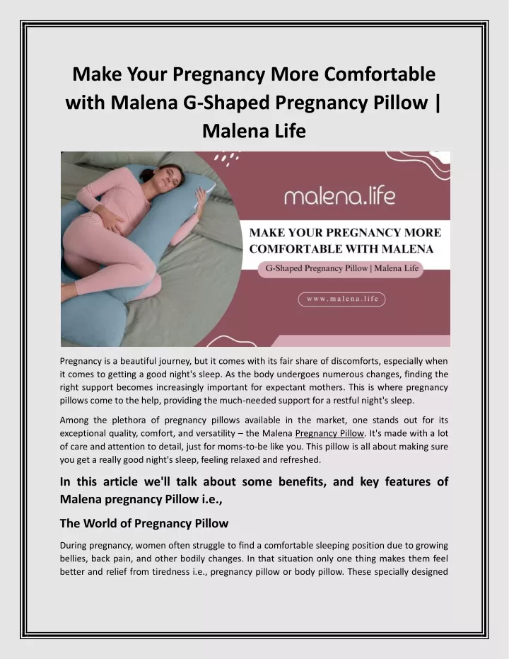make your pregnancy more comfortable with malena