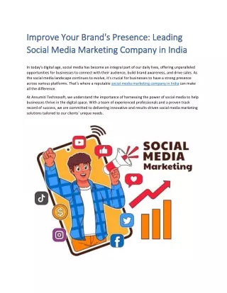 Improve Your Brand's Presence: Leading Social Media Marketing Company in India.