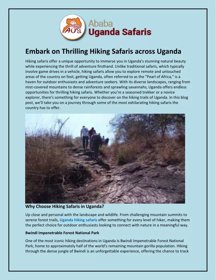 embark on thrilling hiking safaris across uganda