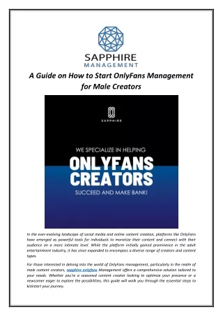 A Guide on How to Start OnlyFans Management for Male Creators