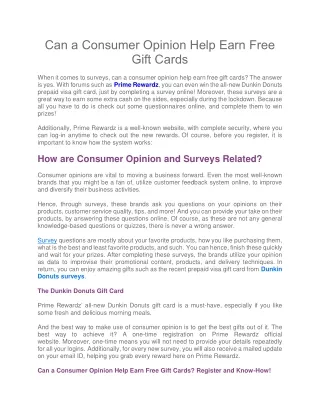 Can a Consumer Opinion Help Earn Free Gift Cards