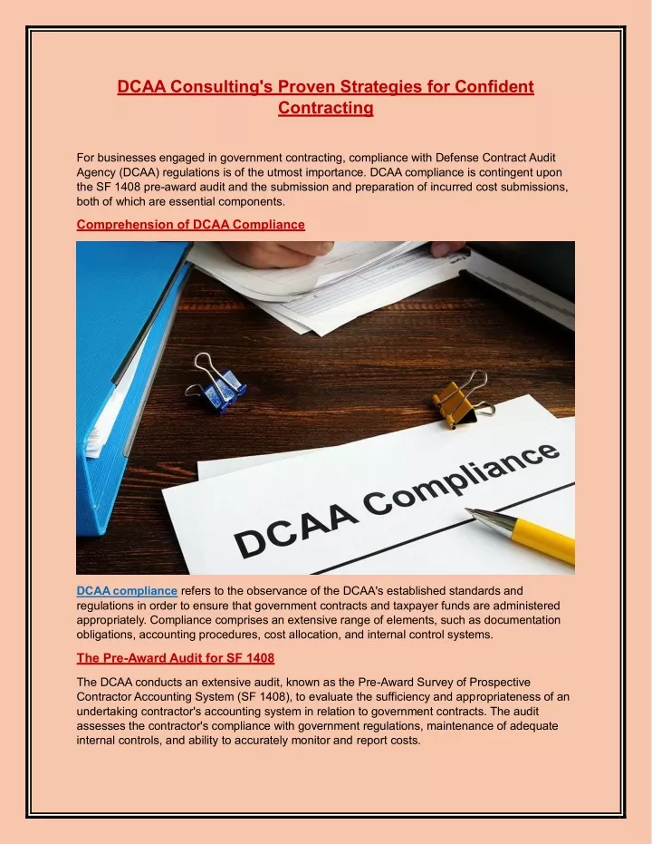 dcaa consulting s proven strategies for confident