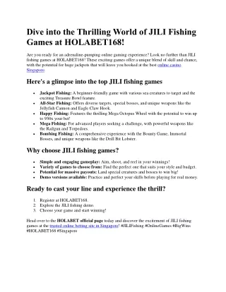 Dive into the Thrilling World of JILI Fishing Games at HOLABET168