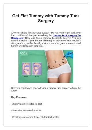 Get Flat Tummy with Tummy Tuck Surgery