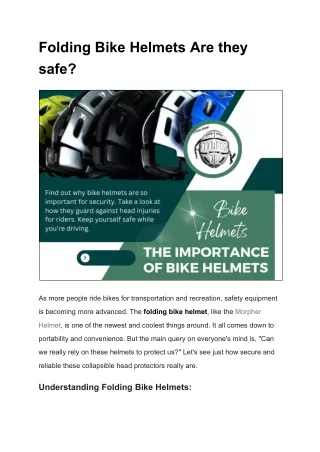 Assessing the Safety Standards of Folding Bike Helmets