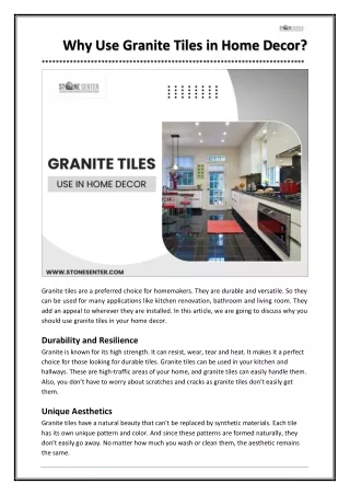 why use granite tiles in home decor