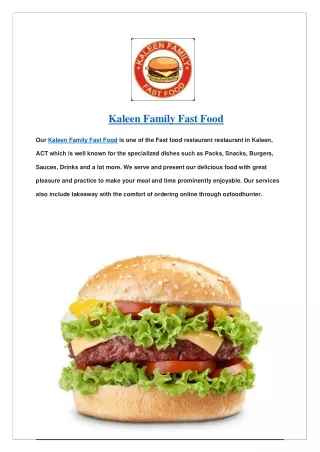 Grab a $7 offer at Kaleen Family Fast Food Menu - Order Now
