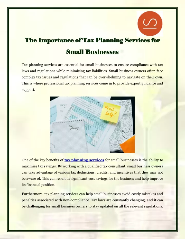 the importance of tax planning services