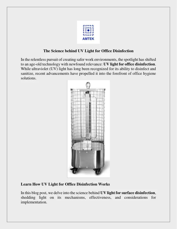 the science behind uv light for office