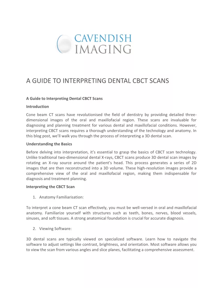 a guide to interpreting dental cbct scans