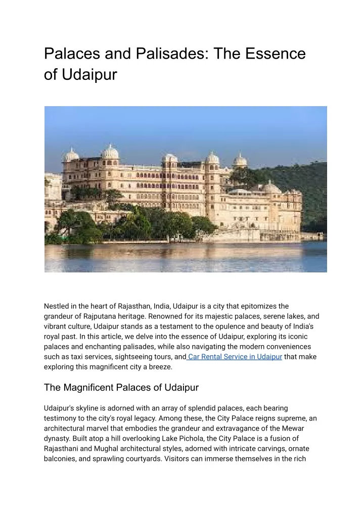 palaces and palisades the essence of udaipur