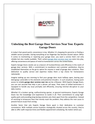 Quality Garage Door Services - Expertsgaragedoors