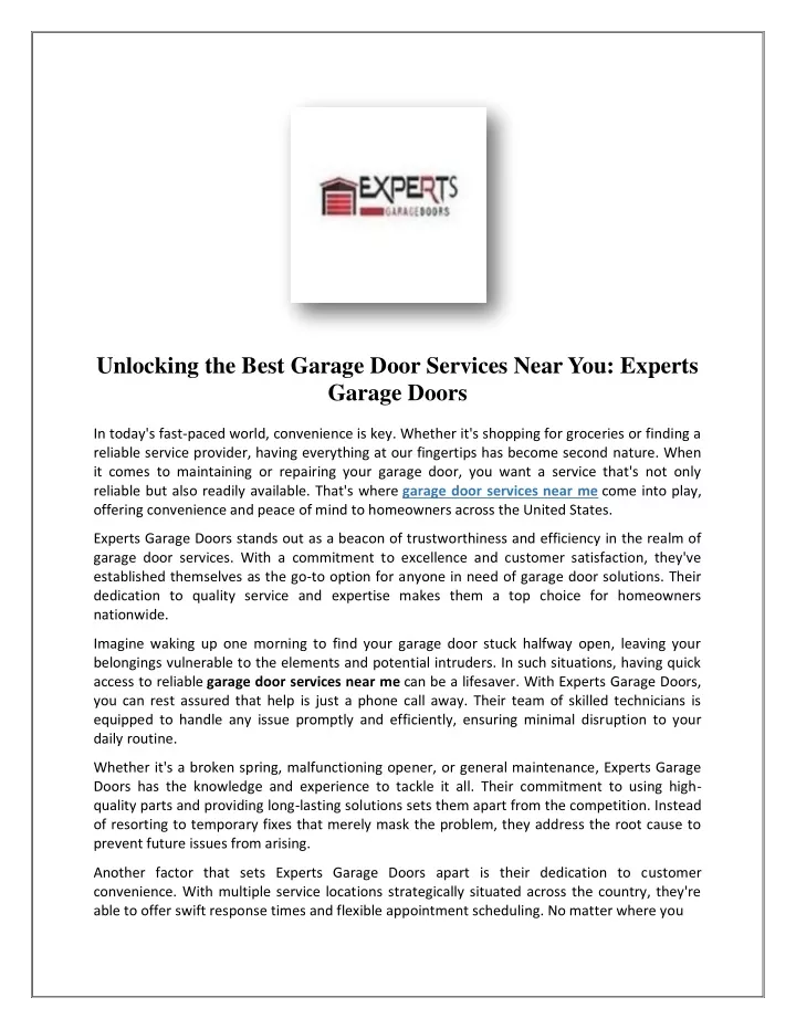 unlocking the best garage door services near