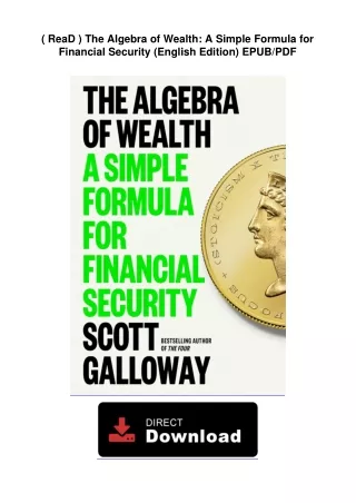 R.E.A.D. [BOOK] The Algebra of Wealth: A Simple Formula for Financial Security